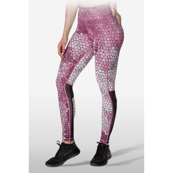 Rocketsports-1 Mesh Women's Leggings with Pockets - Stylish and Comfortable Moisture Wicking Leggings - Pink - X-Large