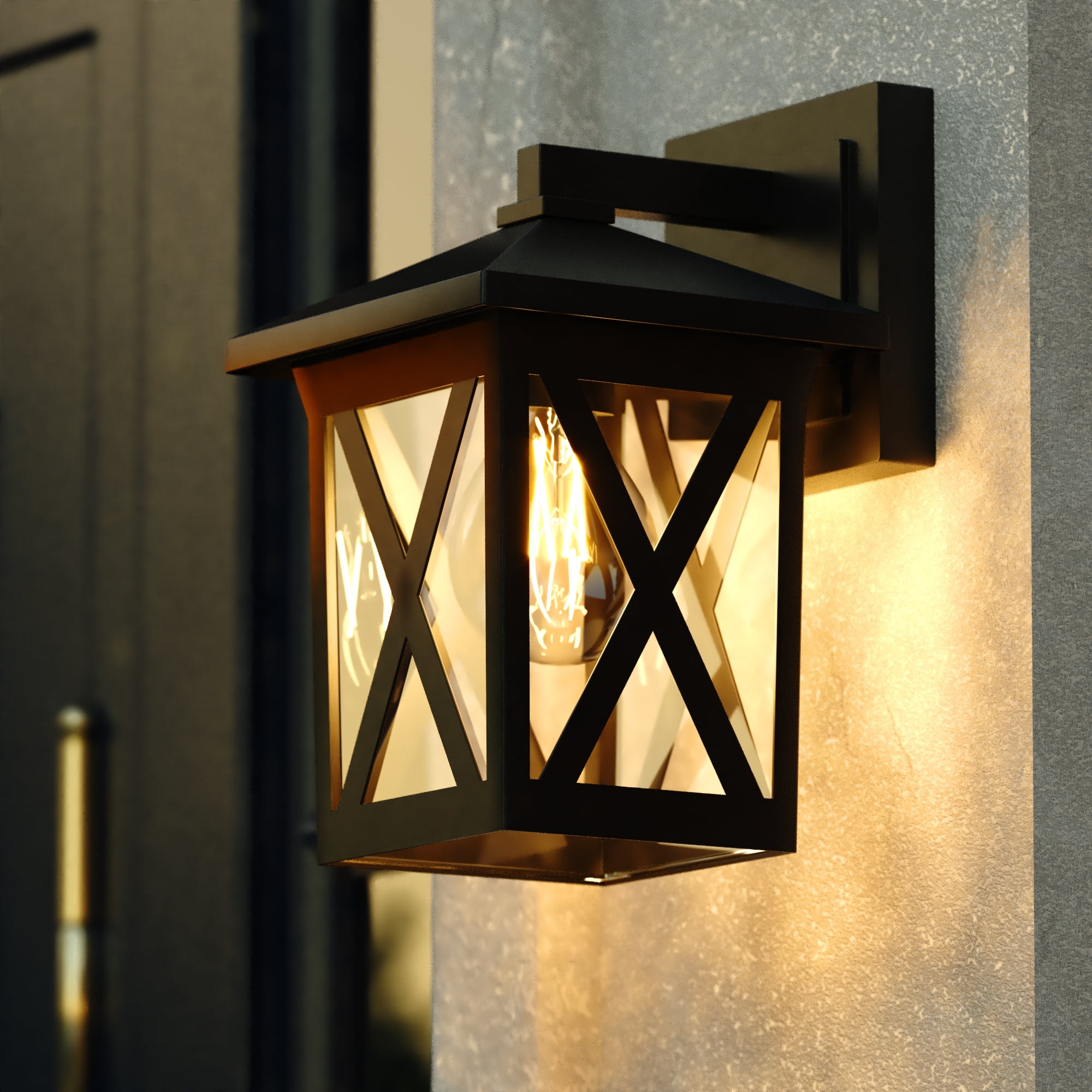 Rockford Aluminum 1 Light LED Compatible Black Transitional Outdoor Wall Lantern Clear Glass
