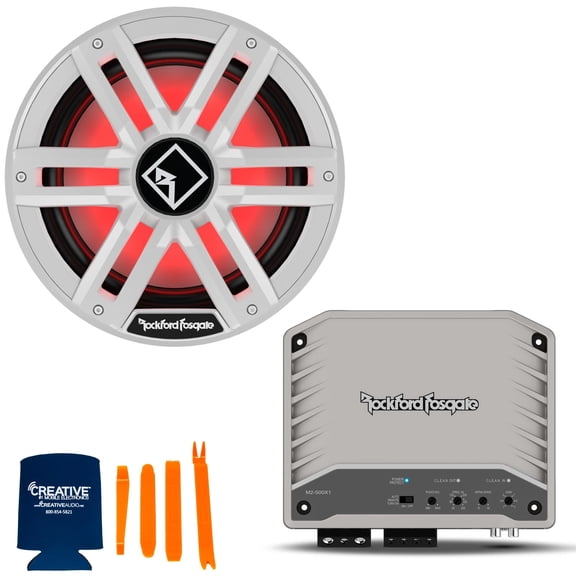 Rockford Fosgate 1 M2D2-12I White Marine Dual 2-Ohm 12" Infinite Baffle Sub and 1 M2-500X1 Mono Element Ready Amplifier