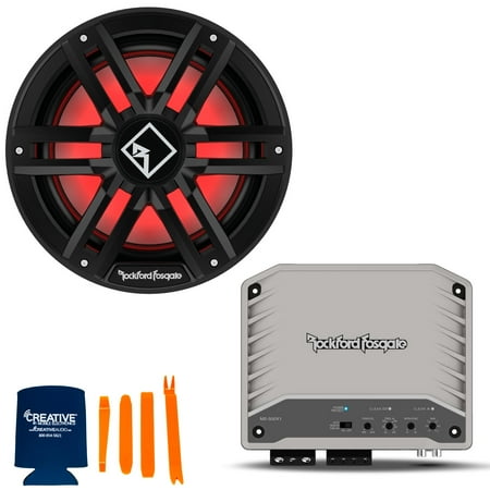 Rockford Fosgate 1 M2D2-12IB Black Marine Dual 2-Ohm 12" Infinite Baffle Sub and 1 M2-500X1 Mono Element Ready Amplifier