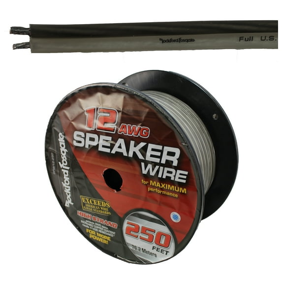 Rockford Fosgate 12 AWG 100% Oxygen Free Copper Speaker Wire Silver/Black