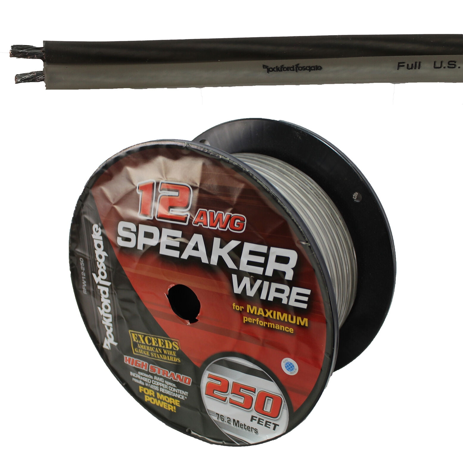 Rockford Fosgate 12 AWG 250 FT Spool Speaker Wire Black / Silver RFW12-250