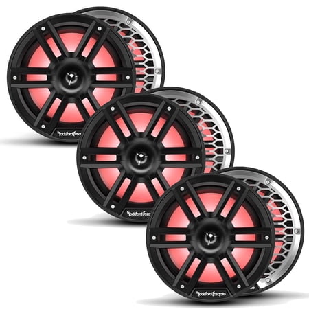 Rockford Fosgate 3 Pair M2-8HB M2 Series 8" Marine 2-Way System With Horn Tweeter- Black & Stainless Grilles Included