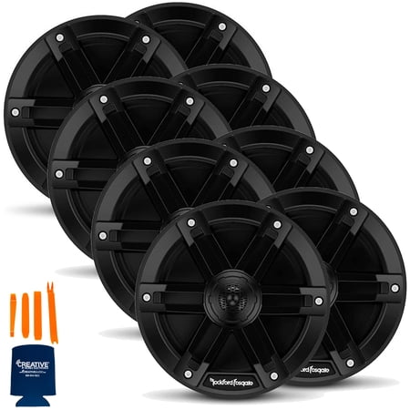 Rockford Fosgate 4 Pair M0-65B M0 Series 6.5” Marine 2-Way System- 65 Watts Rms, 250 Watts Peak, Black Grilles Included