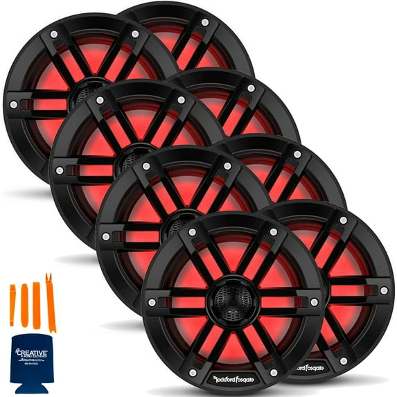 Rockford Fosgate 4 Pair M1-65B M1 Series 6.5” Color Optix Marine 2-Way System- 75 Watts Rms, 300 Watts Peak, Black Grilles Included