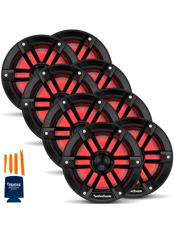 4 Pair M1-65B M1 Series 6.5 Color Optix Marine 2-Way System- 75 Watts Rms, 300 Watts Peak, Black Grilles Included