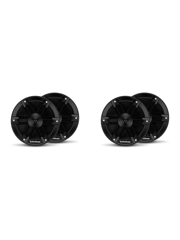 M0-65B 6.5" Marine Speakers (4 Pack) Black 2-Way Coaxial Boat Speakers Pontoon & Center Console Audio Upgrade
