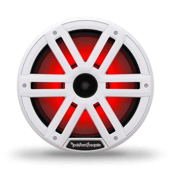 Rockford Fosgate M2-10H Color Optix Multicolor LED Lighted 10" Marine Grade Coaxial Speakers with Horn Tweeter - White (Pair)