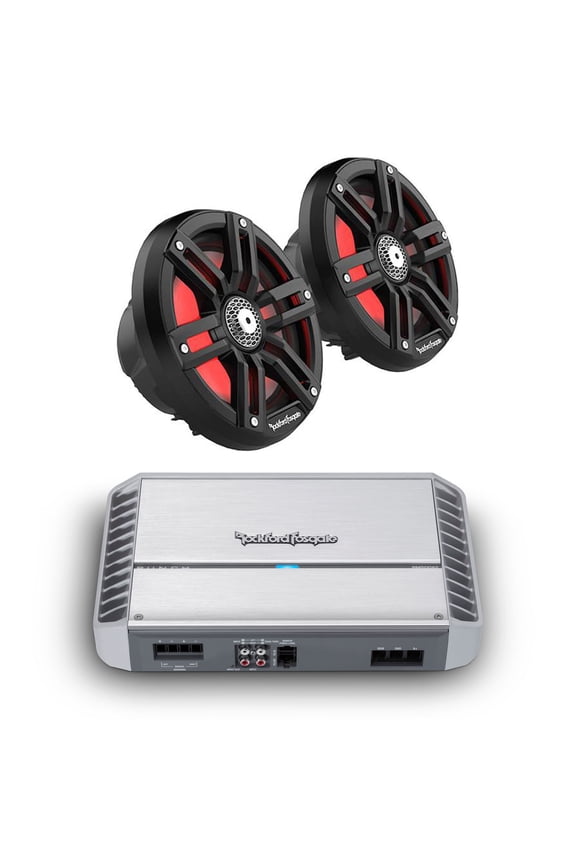 - M2-65B 6.5" Black Marine Color Optix Coaxial with Punch Marine Series PM500X2 Amplifier