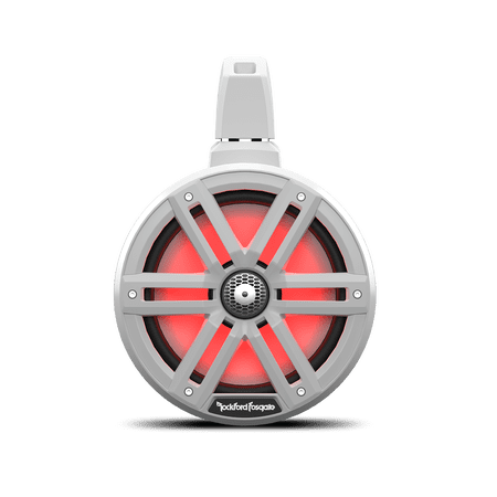 Rockford Fosgate M2WL-8 Color Optix Multicolor LED Lighted 8" 2-Way Marine Wake Tower Cans & Speakers 250 Watts RMS / 1000 Watts Peak with Stainless & Sport Grilles, Mounting Hardware - White (Pair)
