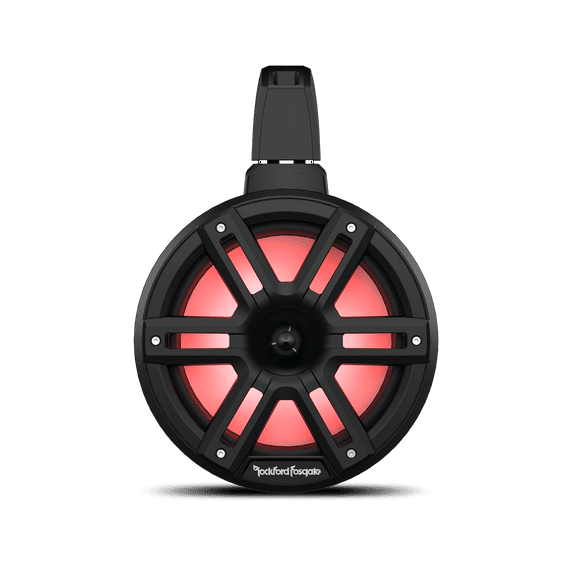 Rockford Fosgate M2WL-8HB Color Optix Multicolor LED Lighted 8" 2-Way Marine Wake Tower Cans & Horn Speakers 300 Watts RMS / 1200 Watts Peak, Stainless & Sport Grilles, Mounting Hardware- Black (Pair)