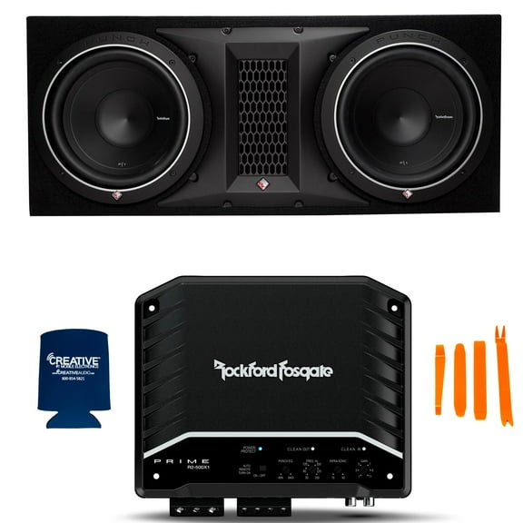 Rockford Fosgate P1-2X12 Punch Series Dual 12" Loaded Enclosure with a R2-500X1 Prime Series Mono Amplifier