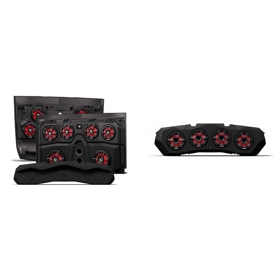 Rockford Fosgate Polaris Ranger Audio Bundle Roof & Rear Speaker System, 128 LED Speakers and 2 10" M2D2-10IB Subs Fits 2018+ 4-Door Ranger
