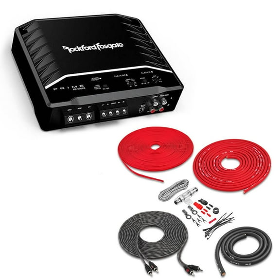 Rockford Fosgate R2-200X2 + Belva BAK42 4 Gauge Amp Kit Prime Series 200W RMS Class D 2-Channel Amplifier + Belva 4 Gauge Wiring Kit