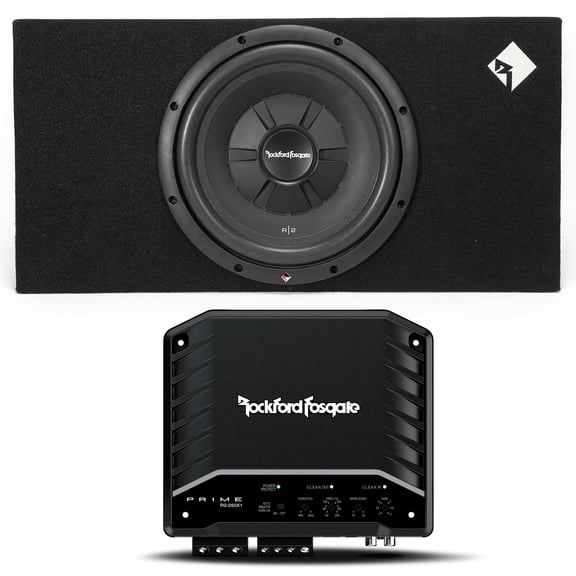 Rockford Fosgate R2S-1X12 12" Loaded Enclosure, 250 Watts Rms, and R2-250X1 Amplifier- 150x1 @ 4-Ohm, 250x1 @ 2-Ohm