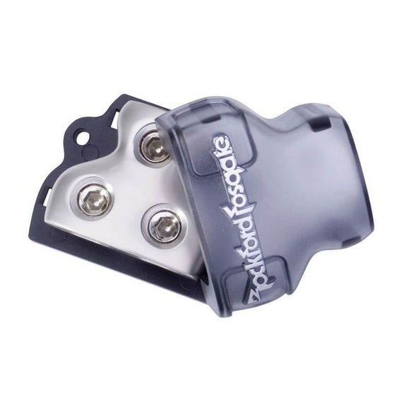 Rockford Fosgate RFD1 1/0 AWG Distribution Block with 1 Input and 2 Outputs - Platinum Finish