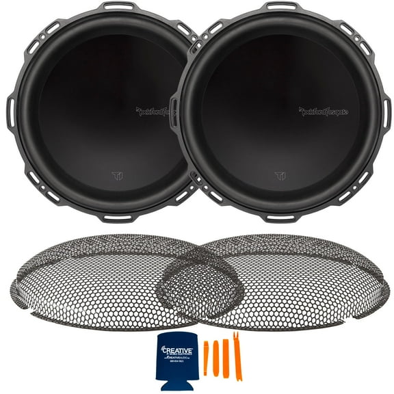 Rockford Fosgate T1D412 Power Series 12" Dual 4-Ohm Subs & T1SG-12 Mesh Grille