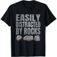 thumbnail image 1 of Rockhounding Easily Distracted By Rocks Geology Geologist T-ShirtMen and women, Black T-shirt, size: Extra large, 1 of 4