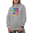 thumbnail image 1 of Rockin 100 Days of School, Gradient Text, Heather Grey Hooded Sweatshirt or Hoodie, XL, 1 of 5