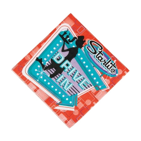 Rockin 50'S Lunch Napkins (16Pc) - Party Supplies - 16 Pieces