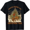 thumbnail image 1 of Rockin' Around Christmas Cowboy Tree Santa Ride Horse Pajama T-Shirt, 1 of 5