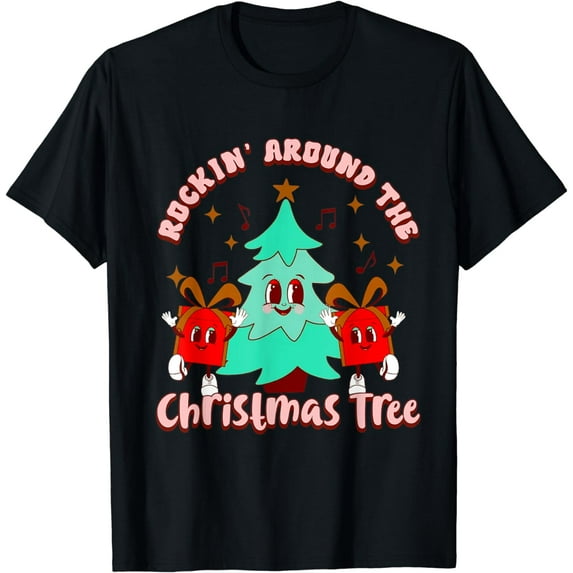 Rockin' Around Christmas Tree Funny Retro T-Shirt