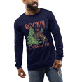 thumbnail image 1 of Rockin Around Cowboy Christmas Tree Holiday Shirt Mens Long Sleeve T-shirt Christmas Graphic Tee-Navy-4xl, 1 of 1