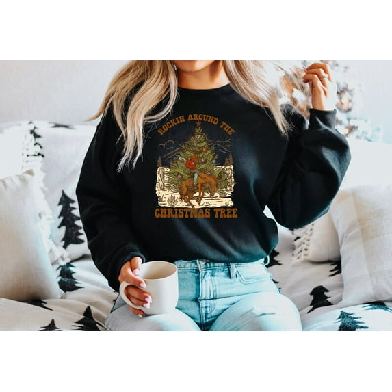 Rockin Around The Christmas Tree Shirt, Bronco Cowboy Rodeo Shirt, Western Shirt, Rockin Around The Christmas Tree Shirt, Western Shirt