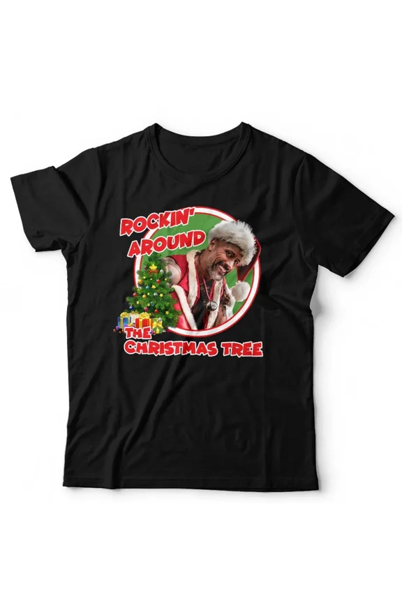 Rockin Around the Christmas Tree Funny Dwayne Johnson Holiday Humor Unisex T-Shirt, up to size 5XL