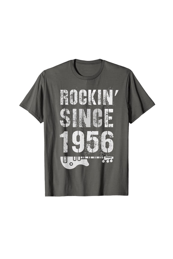 Rockin' Awesome Legendary Rockstar 66th Birthday T-Shirt with Distressed Guitar Graphic