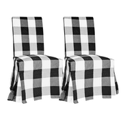 Rockin Cushions 100% Cotton, Compatible with IKEA Henriksdal Floor Length Dining Chair Cover, Buffalo Check Black - Set of 2