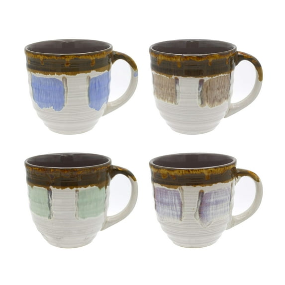 Rockin Gear Mug Large Coffee Mugs Set of 4 Glazed Ceramic Coffee Cups, Beautiful 20 Ounce Kitchen and Home Décor, Great Oversized Gift Mugs Dishwasher Microwave Safe (Set of 4)