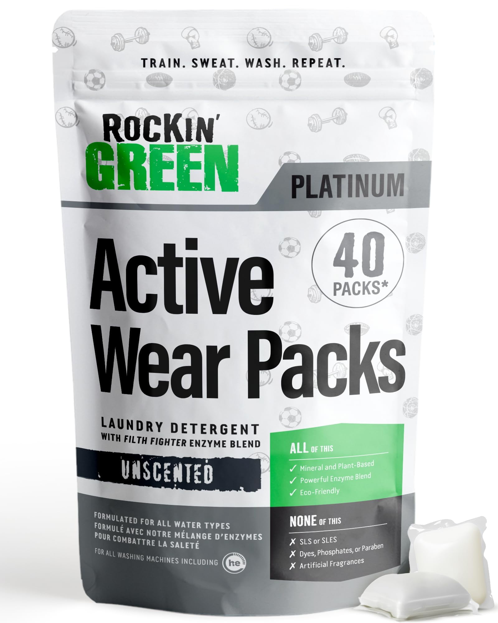 Rockin' Green Laundry Detergent Pods, Plant based, All Natural Laundry