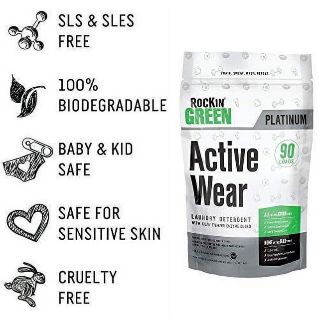 Rockin' Green, Natural Laundry Detergent Powder, Odor Fighter, 45 oz (90 Loads per Pack)