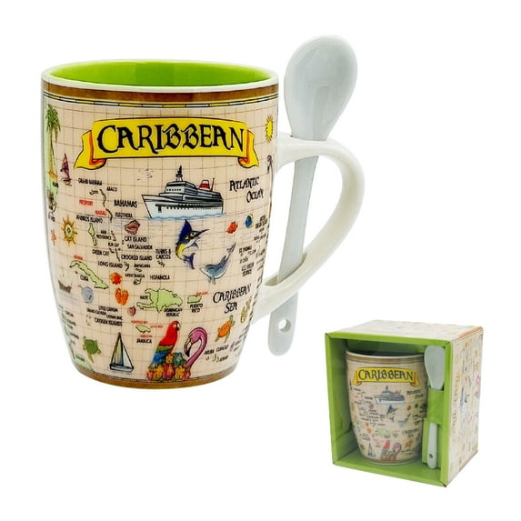 Rockin Mug Caribbean Coffee Mugs 12 oz Combo Souvenirs Gifts, Fun Caribbean Gift Mug for Mom Christmas Birthday and Him & Her