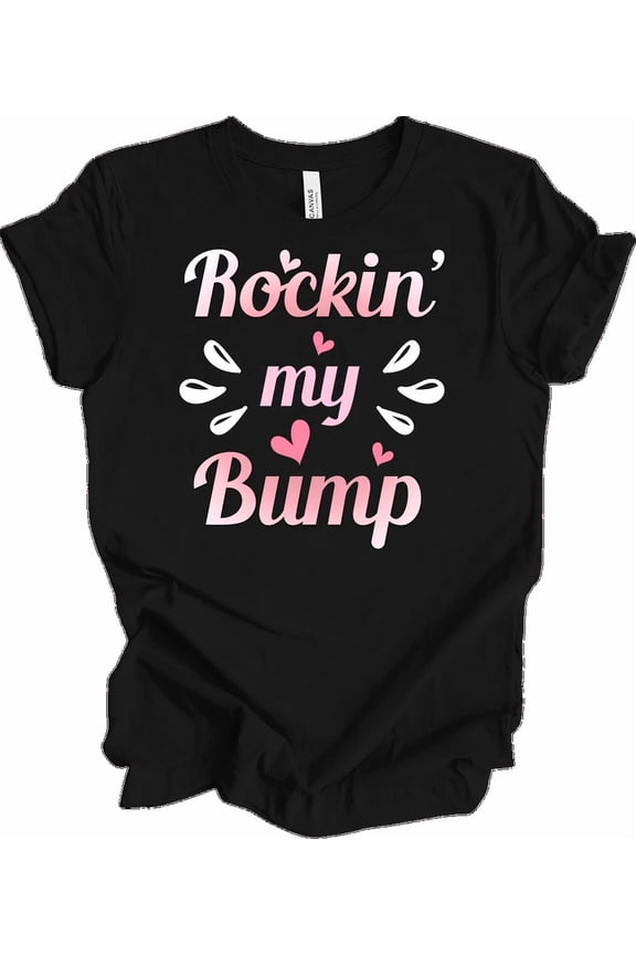 Rockin' My Baby Bump Maternity Gift T-shirt For Expecting Moms Unisex T-Shirt, up to Size 5XL