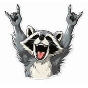 Rockin  Raccoon Car Sticker   Funny Animal Decal, Cute Vinyl for Cars, Trucks, Laptops, Windows, Waterproof Weatherproof Outdoor Sticker, Rock Hand Sign Cartoon Auto Decor