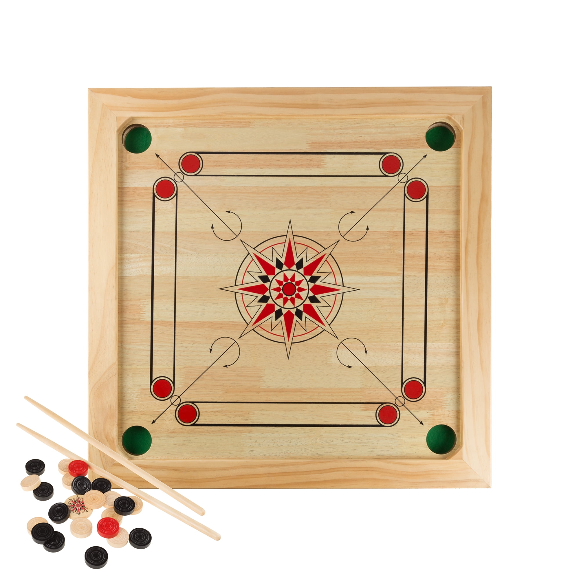 Rockin’ Rollers Carrom Board Game with Coins and Strikers 26" Square