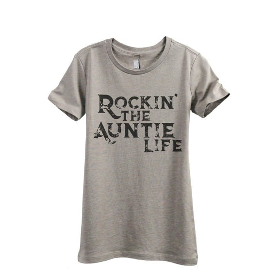 Rockin' The Auntie Life Women's Fashion Relaxed T-Shirt Tee Heather Tan 2X-Large
