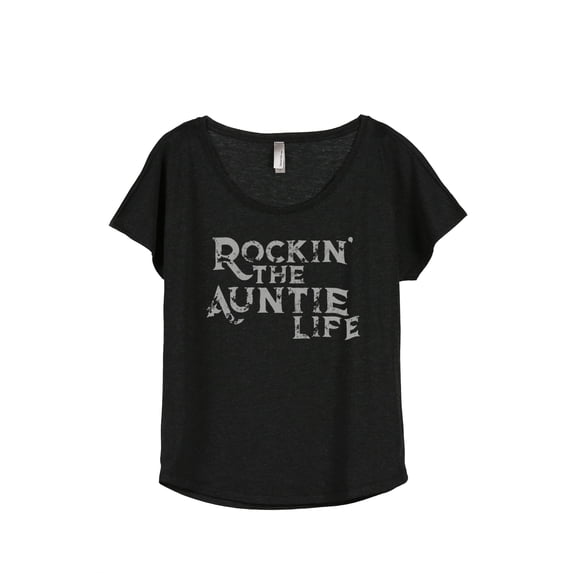 Rockin' The Auntie Life Women's Fashion Slouchy Dolman T-Shirt Tee Heather Black X-Large