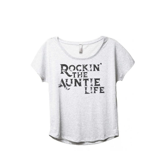 Rockin' The Auntie Life Women's Fashion Slouchy Dolman T-Shirt Tee Heather White 2X-Large