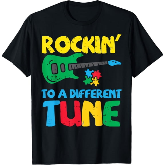 Rockin To Different Tune Guitar Autism Awareness Music Kids T-Shirt