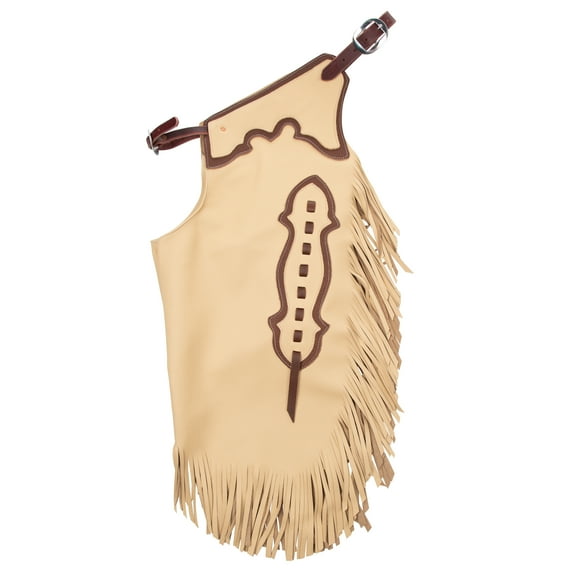 Rockin` Y Saddlery Chink #1- Two-Tone Leather Work Chinks Cream/Brown LARGE