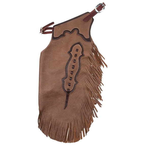 Rockin` Y Saddlery Chink #1- Two-Tone Leather Work Chinks Tobacco/Brown SMALL