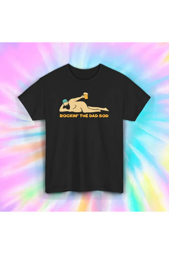 Rockin the Dad Bod Funny Brew Drinker Lazy Retro Humor Gift Style Unisex T-Shirt, up to size 5XL