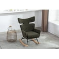 thumbnail image 1 of Rocking Accent Chair,Upholstered Glider Rocker Chair with Fabric Padded Seat and Solid Wood Base,High-Backrest Armchair Side Chair,Comfortable Nursery Chair for Living Room Bedroom Office,Emerald, 1 of 7