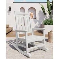 Rocking Adirondack Chair Outdoor, HDPE High Back Porch Rocker Chairs for Adults, All Weather Resistant Furniture for Patio, White