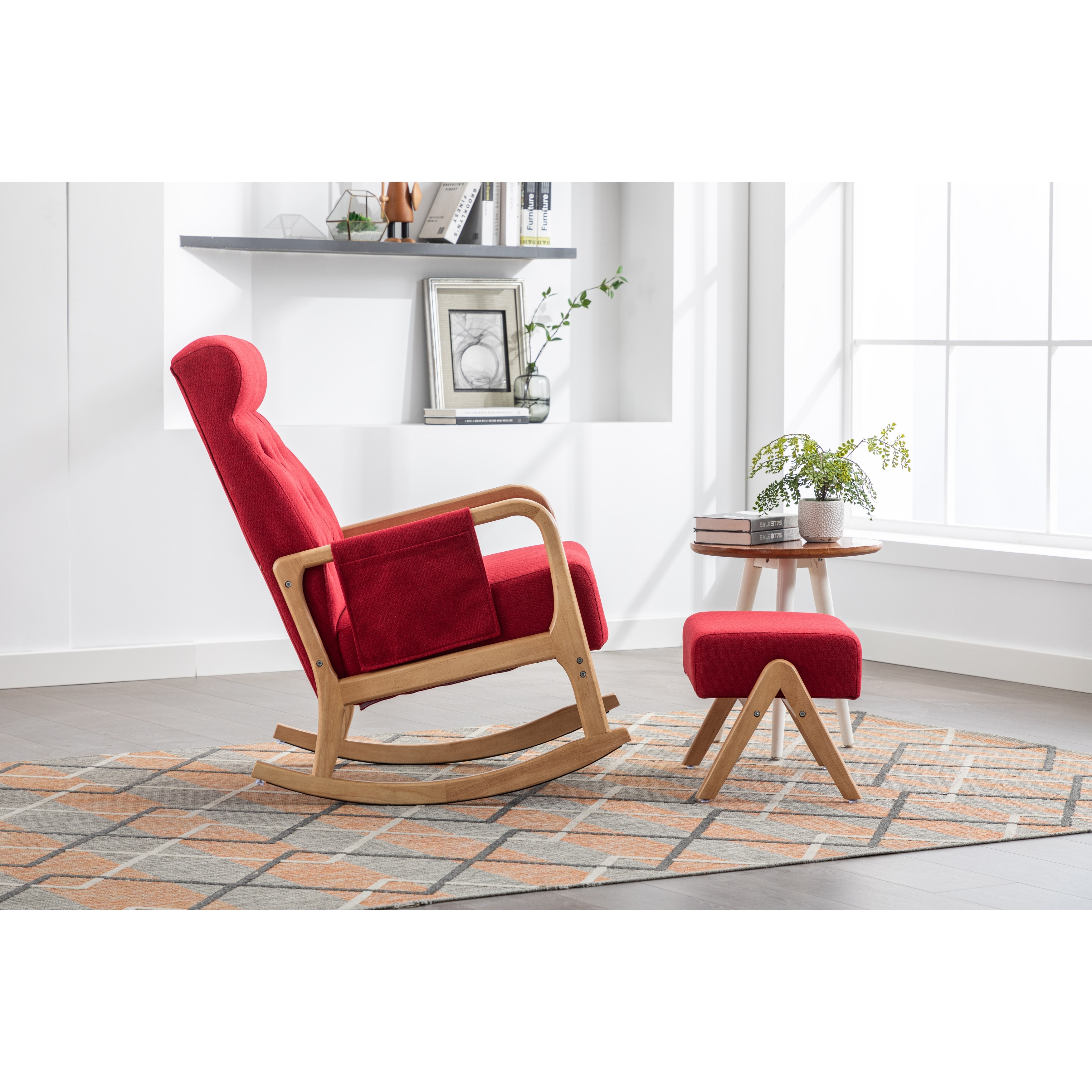 Rocking Armchair With Ottoman for Living Room Red - Walmart.com