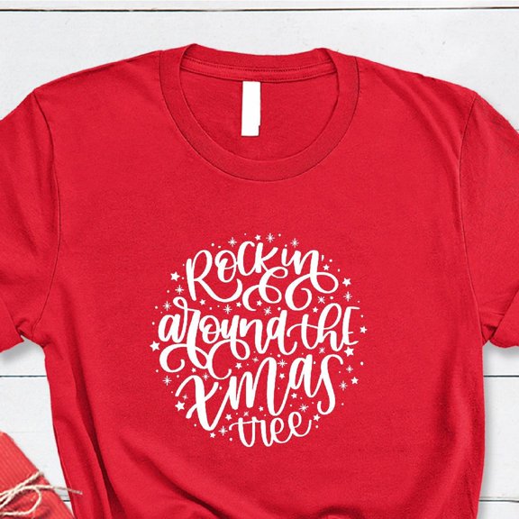 Rocking Around the Xmas Tree Shirt, Winter Holiday Gift, Rock Music Festival T Shirt, Rock Lover Tees, Winter Holiday Party Group Clothing SWEATSHIRT All Size S-5XL