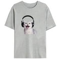 thumbnail image 1 of Rocking Cat Womens Graphic Tee Shirt Headphones Music Fun Tops Short Sleeve Crew Neck Gray S-3XL, 1 of 5